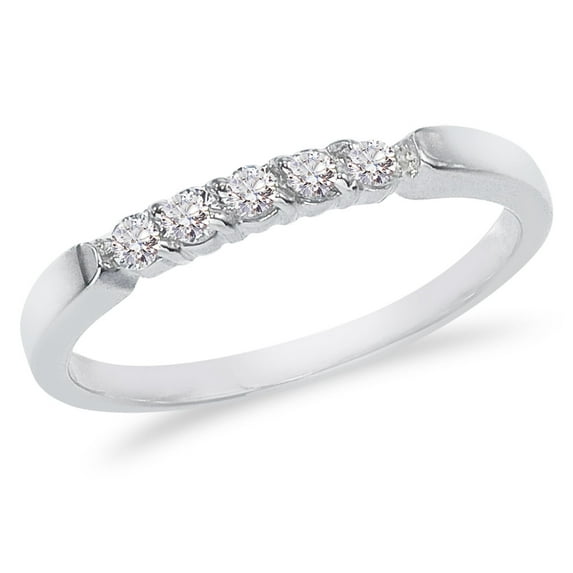 14K White Gold .25 ct Diamond Five Stone Band Ring