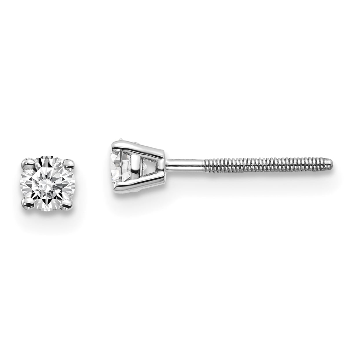14K White Gold .25ct SI3 G-I Diamond Stud Thread On and Off Post Earrings