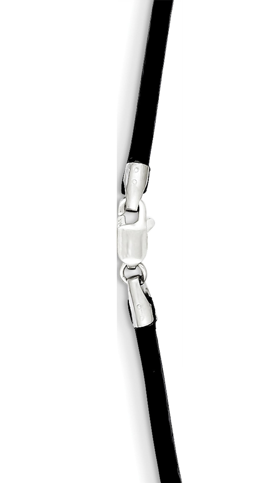 14K White Gold 2mm 18In Black Leather Cord Necklace (18 X 2) Made In United States xg261-18