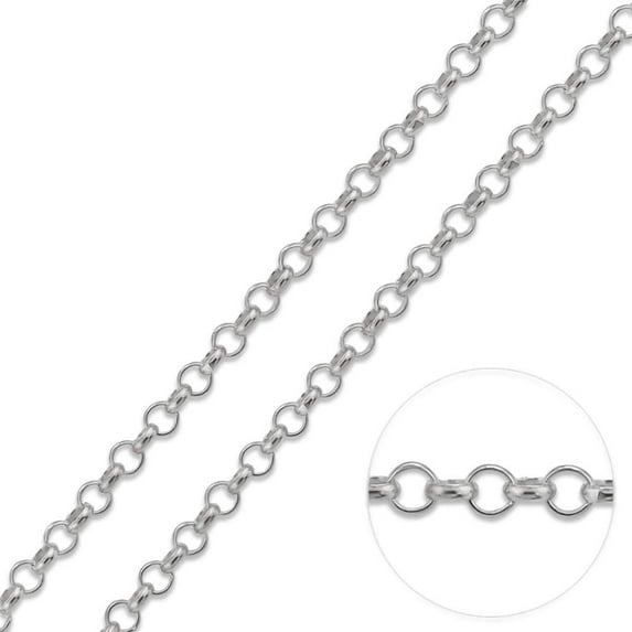 14K White Gold 2mm - 2.5mm Rolo Pendant Chain, FREE Microfiber Cloth, High Polish Link Mens Womens Necklace, Giorgio Bergamo