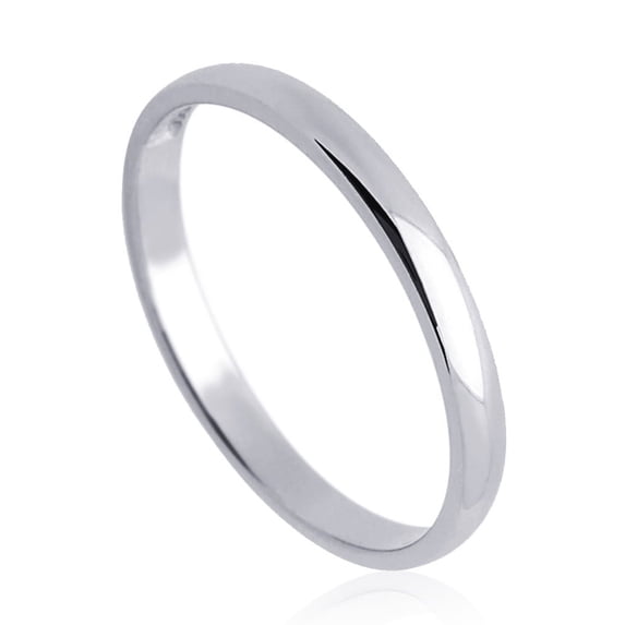 14K White Gold 2mm Comfort Fit Classic Domed Plain Wedding Band (Size 3 to 11), 4.5