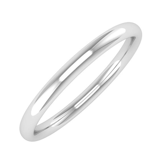 14K White Gold 2mm Plain Wedding Band (Ring Size 6.5)