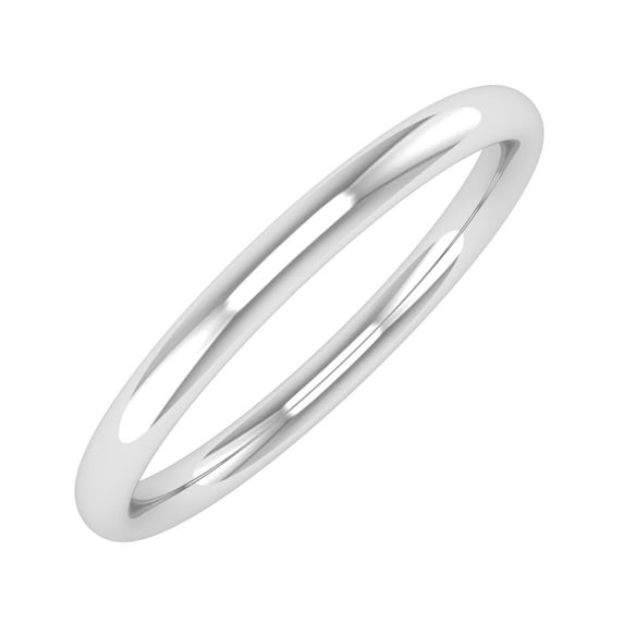 14K White Gold 2mm Plain Wedding Band (Ring Size 8.25)