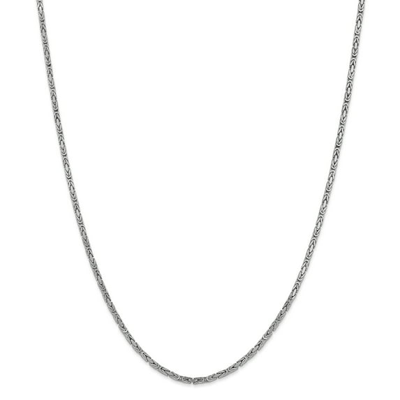 14K White Gold 2mm White Gold Byzantine Chain 16 Inch