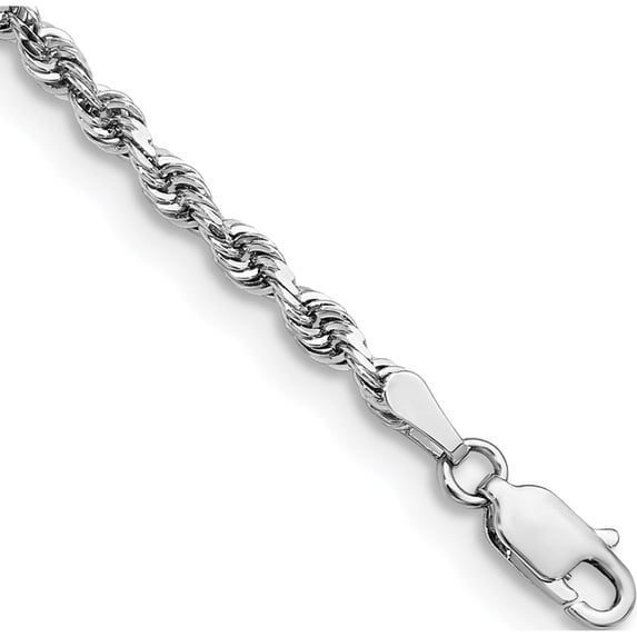 14K White Gold 3.0mm D/C Quadruple Rope Chain (8 X 3) Made In Peru wqt023-8