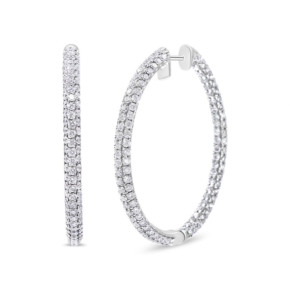 14K White Gold 3 1/2 Cttw Lab Grown Pave Set Diamond Eternity Inside Out Hoop Earrings (G-H Color, SI1-SI2 Clarity)