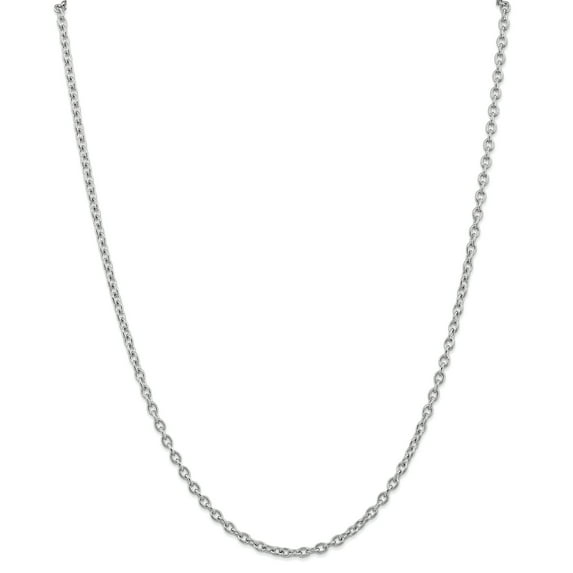 14K White Gold 3.2mm Cable Chain 24 Inch