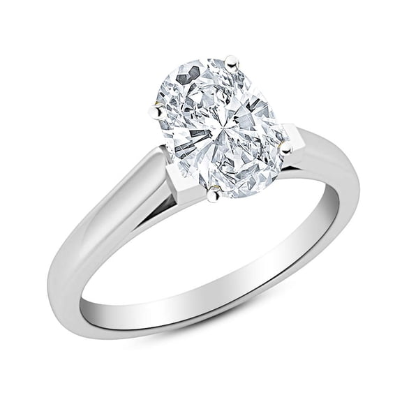 14K White Gold 3/4 Carat Lab Grown Solitaire Oval Cut Cathedral IGI Certified Diamond Engagement Ring (0.75 Ct,F-G VS1-VS2