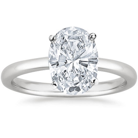 14K White Gold 3/4 Carat Lab Grown Solitaire Oval Cut IGI Certified Diamond Engagement Ring (0.75 Ct,E-F SI1-SI2