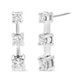 thumbnail image 1 of 14K White Gold 3/4 Cttw Round Diamond 3 Stone Graduated Linear Drop Past, Present and Future Stud Earrings (H-I Color, SI1-SI2 Clarity), 1 of 7