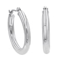 thumbnail image 1 of 14K White Gold 3/4 inch 3mm  Round Hoop Earrings for Women, 1 of 1