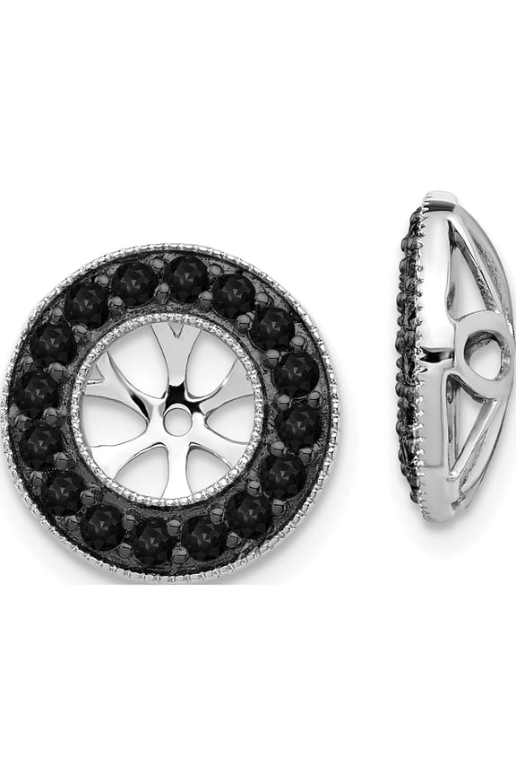 14K White Gold 3/4Ct Black Diamond Earring Jackets (12 X 12) Made In India ejm5300-bk-075-wa