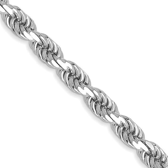 14K White Gold 3.5 mm Diamond-Cut Rope with Lobster 26 in. Clasp Chain