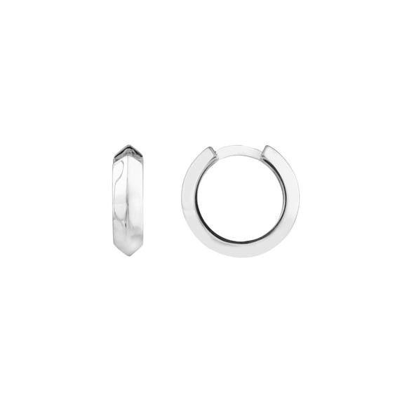 14K White Gold 3.50 x 13.50mm Knife Edge Polished Huggie Earrings - Women