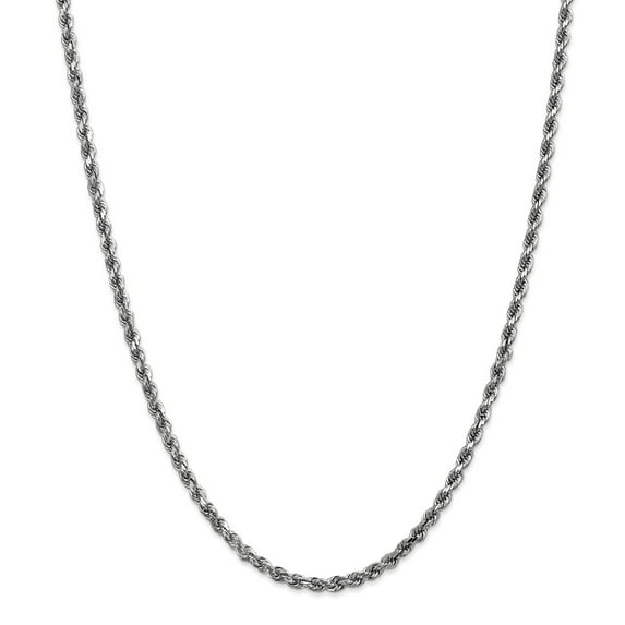 14K White Gold 3.5mm Diamond Cut Rope Chain 24 IN
