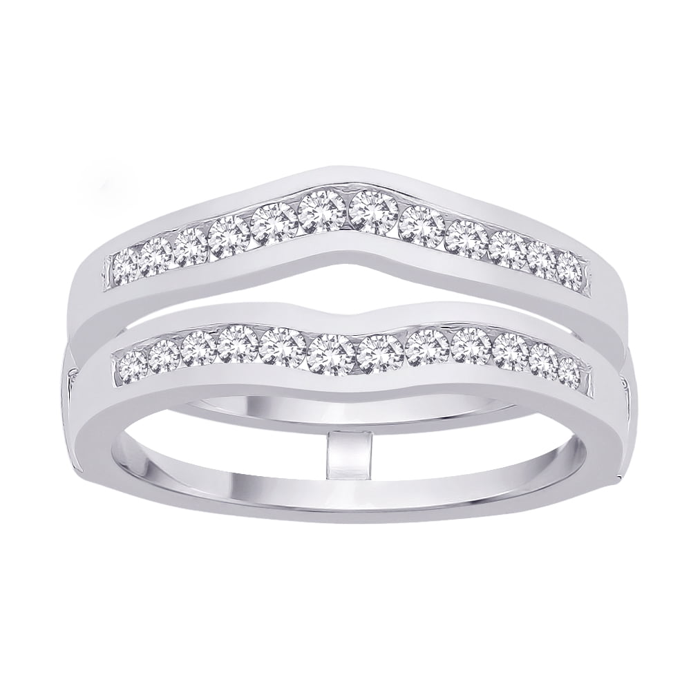 14K White Gold 3/8 ct. Diamond Ring Guard - Walmart.com