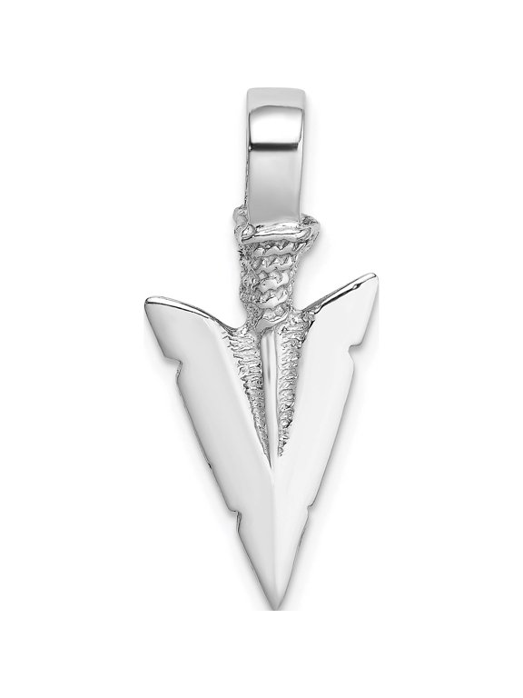 14K White Gold 3-D Arrowhead Charm