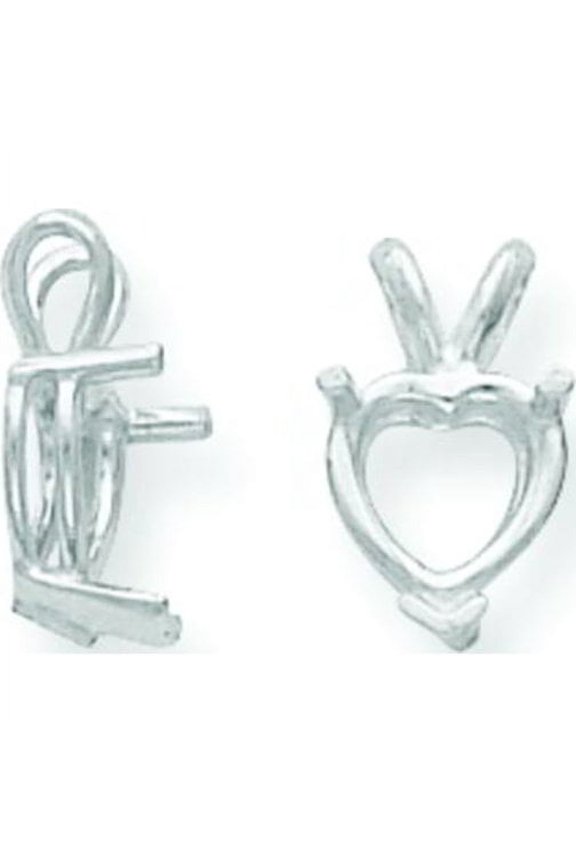 14K White Gold 3 Prong Heart V-End Pendant Setting 5Mm