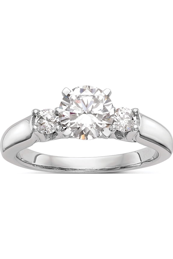 14K White Gold 3-Stone Diamond Peg Set Semi-Mount Engagement Ring (Size 7) Made In India rm3023e-p/020-waa