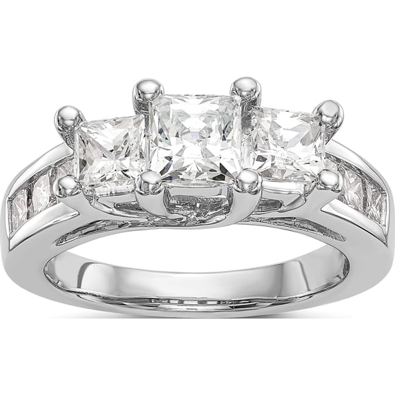 14K White Gold 3-Stone Diamond Semi-Mount Engagement Ring (Size 7) Made In India rm2999e-100-waa