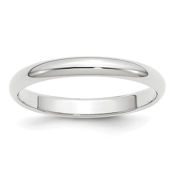 14K White Gold 3 mm Half-Round Wedding Band - Size 7