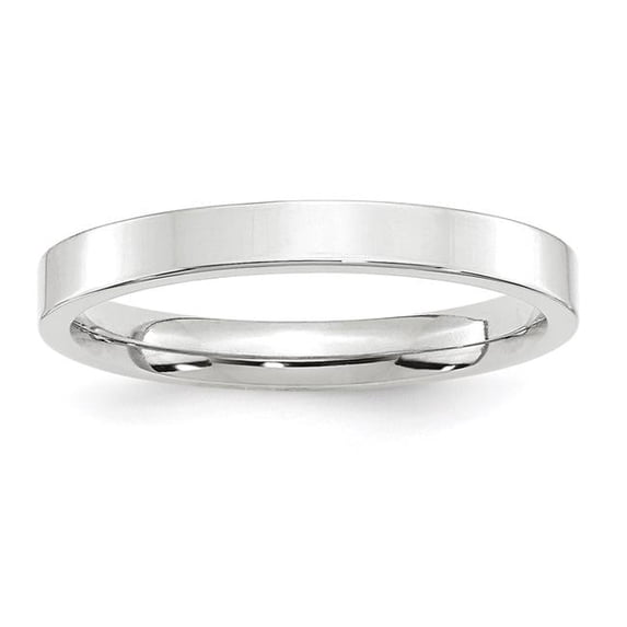 14K White Gold 3 mm Standard Flat Comfort Fit Band, Size 5