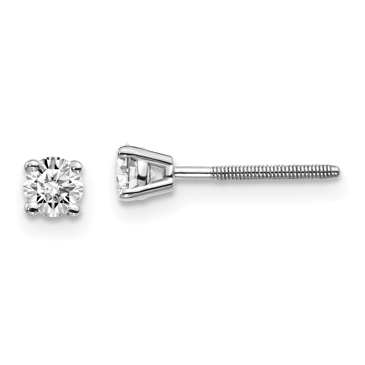 14K White Gold .30ct SI3 G-I Diamond Stud Thread On and Off Post Earrings