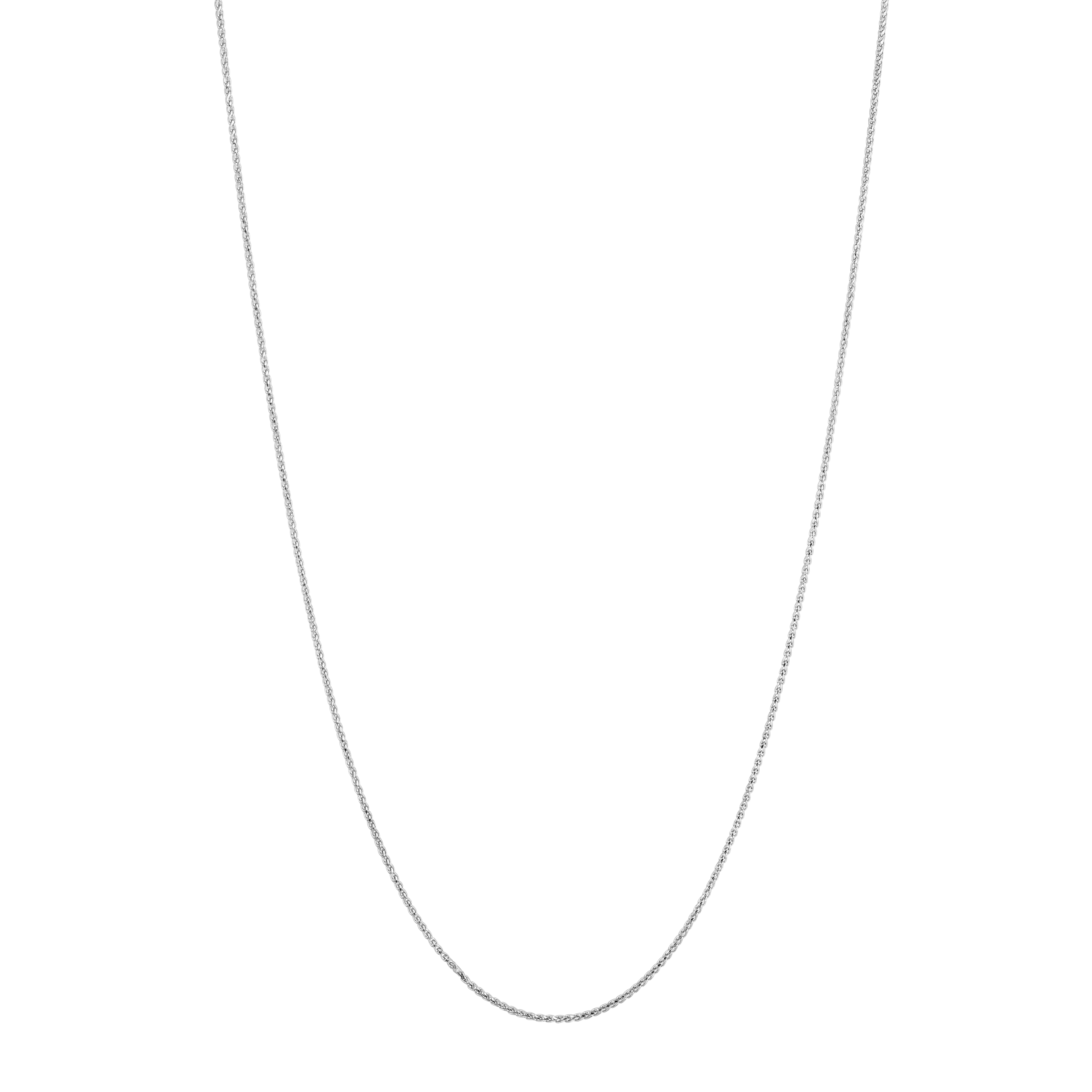 14K White Gold 30in 1.2mm Diamond-Cut Round Wheat Chain with Lobster Clasp