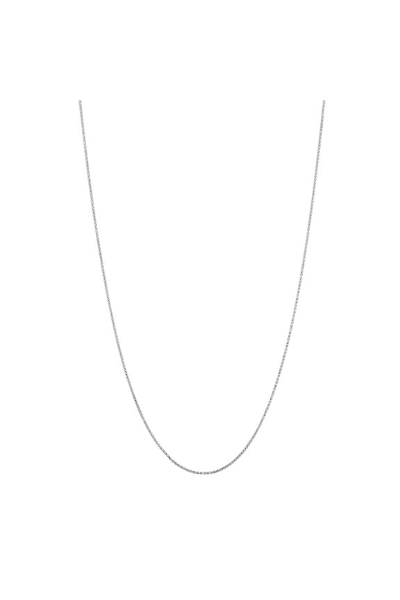 14K White Gold 30in 1.2mm Diamond-Cut Round Wheat Chain with Lobster Clasp