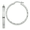thumbnail image 1 of 14K White Gold 30mm x 3mm Textured Edge Hoop Earrings, 1 of 3
