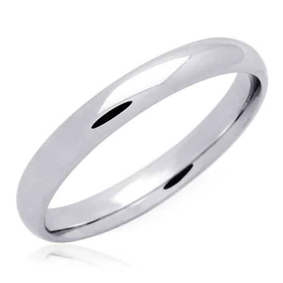 14K White Gold 3mm Comfort Fit Classic Domed Plain Wedding Band (Size 5 to 12), 12
