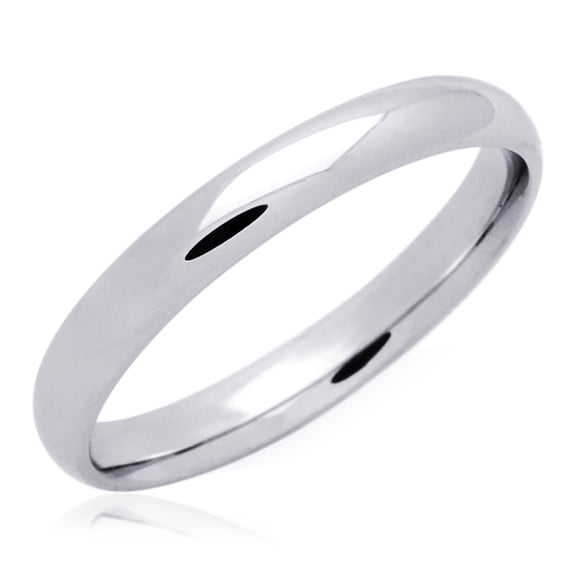 14K White Gold 3mm Comfort Fit Classic Domed Plain Wedding Band (Size 5 to 12), 8.5