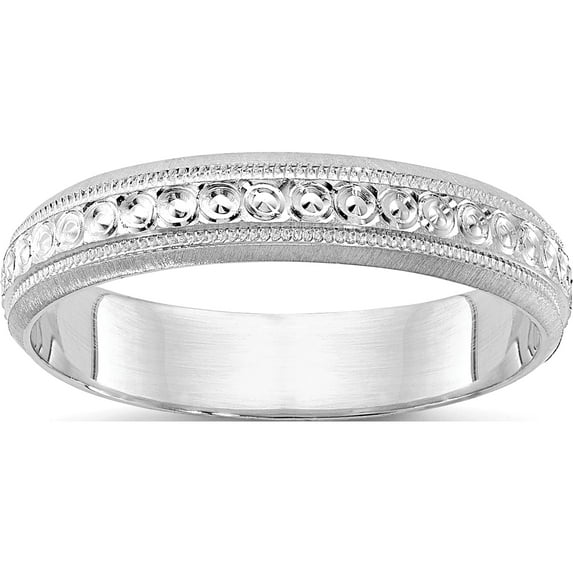 14K White Gold 3mm Design Etched Wedding Band (Size 6) Made In Puerto Rico xwb250-6