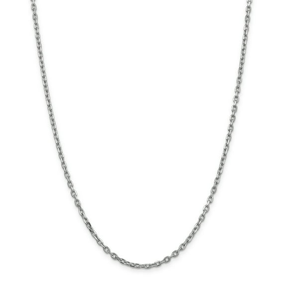 14K White Gold 3mm Diamond Cut Cable Chain 18 Inch
