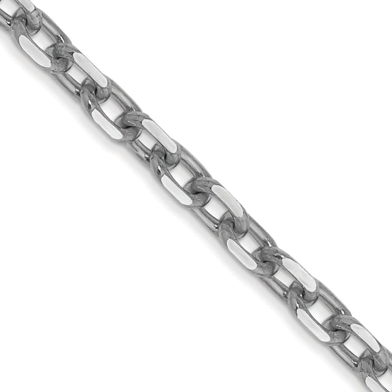 14K White Gold 3mm Diamond Cut Cable Chain 18"