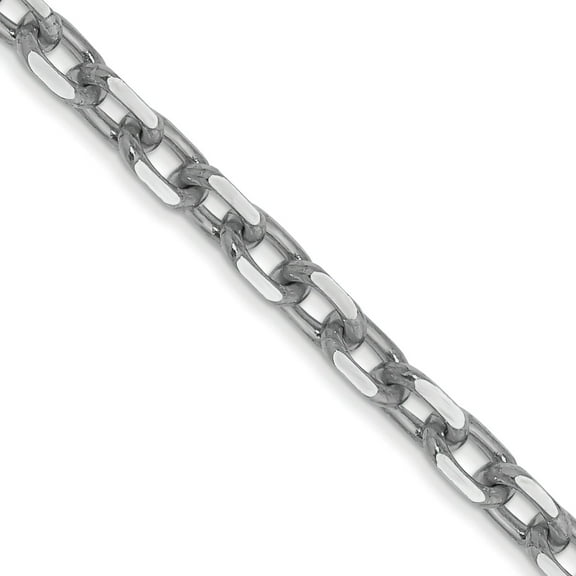 14K White Gold 3mm Diamond Cut Cable Chain Female Adult Necklace 16"