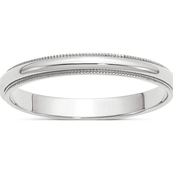14K White Gold 3mm Milgrain Band (Size 10) Made In United States wm030-10