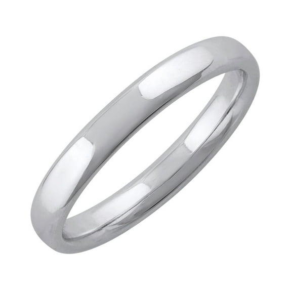 14K White Gold 3mm Plain Wedding Band (Ring Size 7)