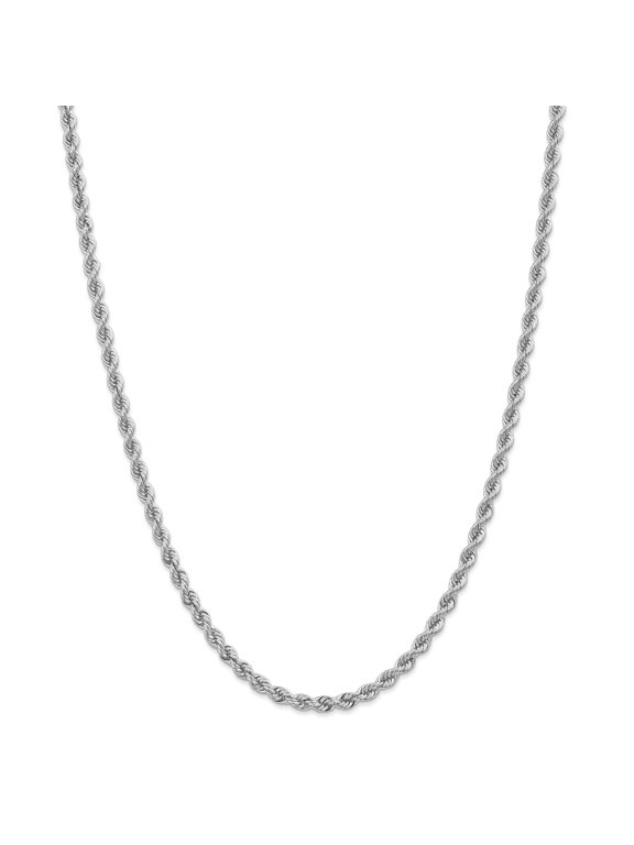 14K White Gold 4.0mm Handmade Regular Rope Chain 20 Inch