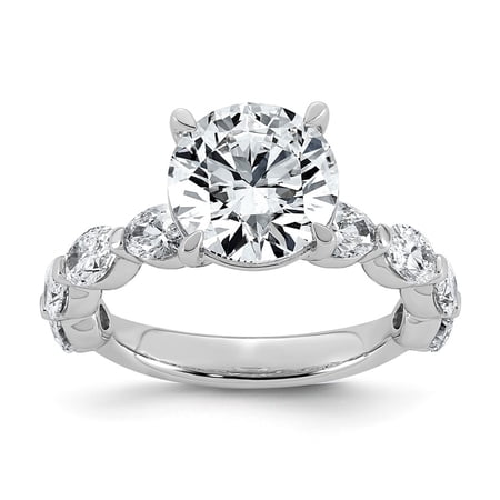 14K White Gold 4 1/2ct Certified Rd Ctr Lab Grown Diamond VS+ F+ w/ Oval Sides Comp. Eng.