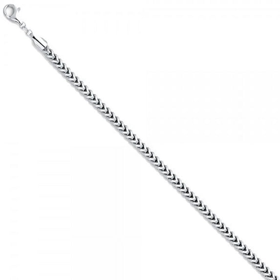 14K White Gold 4.4mm Hollow Franco Chain : 8.5"