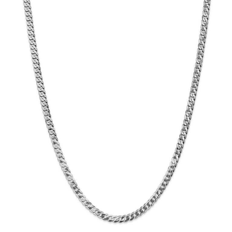 14K White Gold 4.5mm Flat Curb Chain