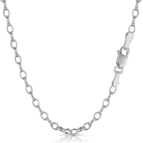 14K White Gold 4.5mm Oval Rolo Chain, FREE Microfiber Cloth, Belcher Link Mens Womens Necklace and Bracelet, Giorgio Bergamo 7
