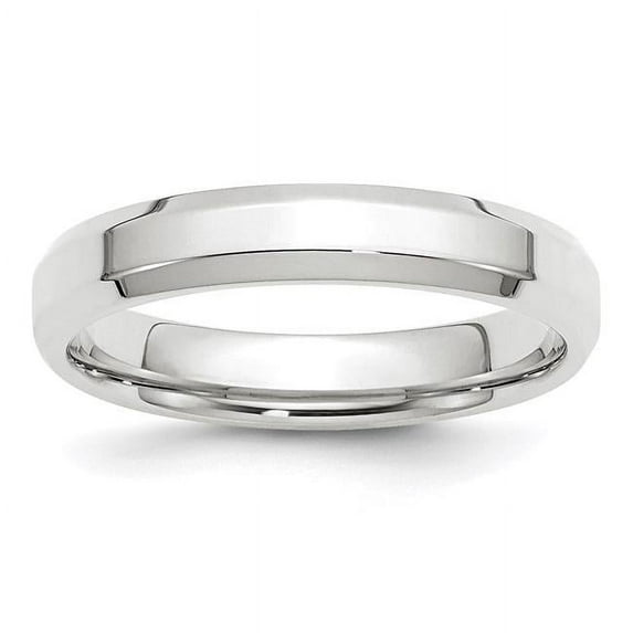14K White Gold 4 mm Bevel Edge Comfort Fit Band, Size 10