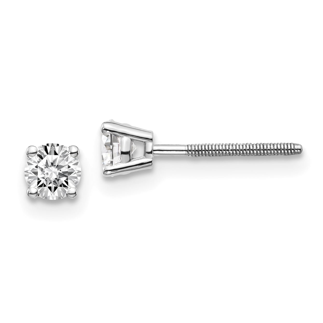 14K White Gold .40ct SI3 G-I Diamond Stud Thread On and Off Post Earrings