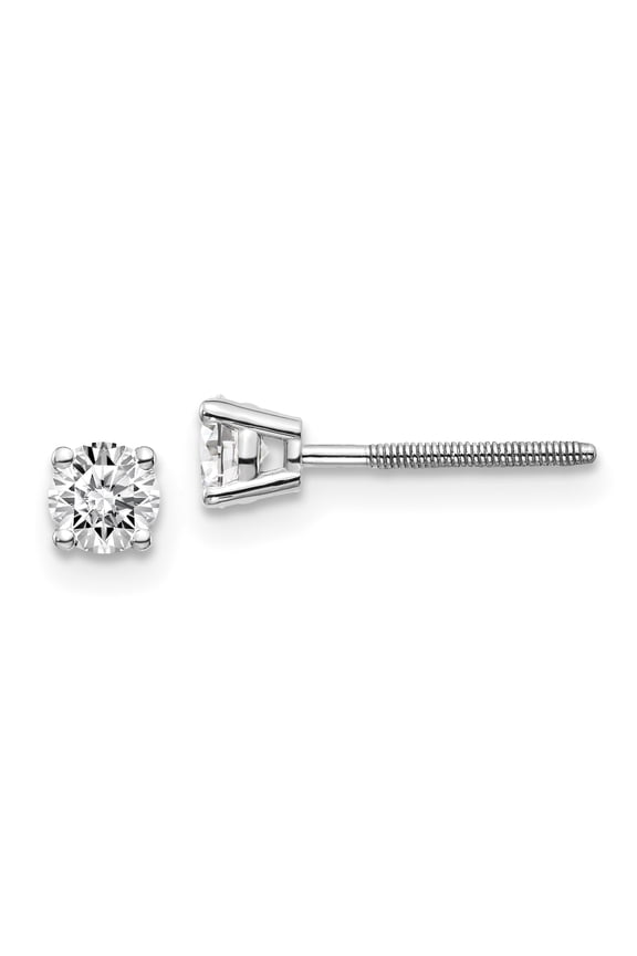 14K White Gold .40ct SI3 G-I Diamond Stud Thread On and Off Post Earrings