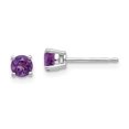 thumbnail image 1 of 14K White Gold 4mm Amethyst Earrings, 1 of 7