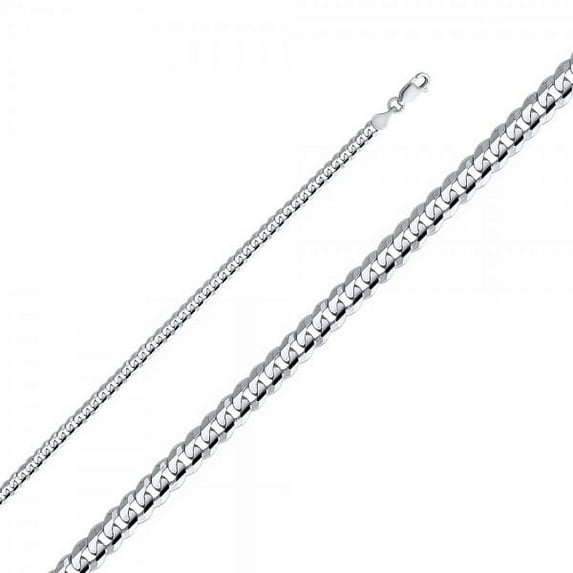 14K White Gold 4mm Cuban Concave Chain : 18"