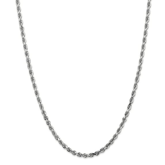 14K White Gold 4mm Diamond Cut Quadruple Rope Chain 30 Inch