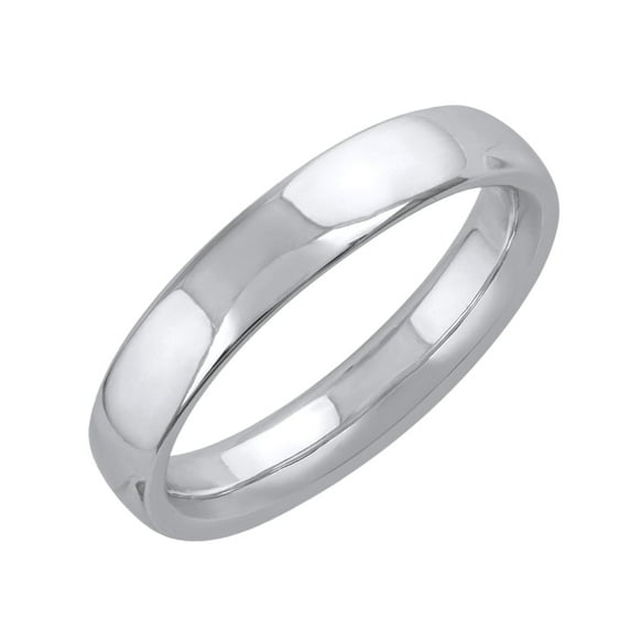 14K White Gold 4mm Plain Wedding Band (Ring Size 7)